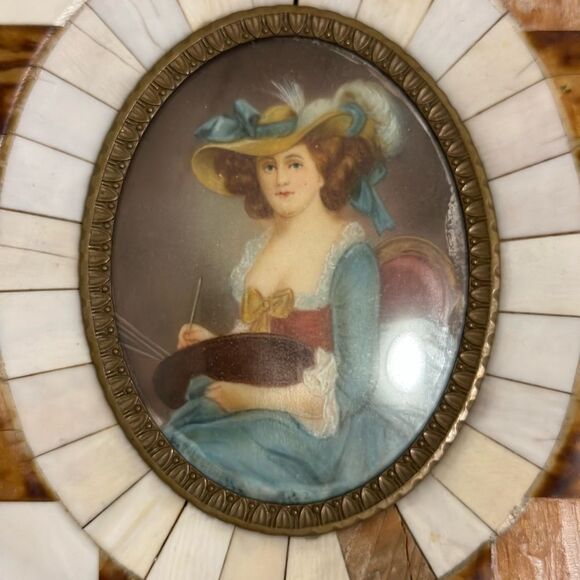 COPY - Antique Vintage French Royal Lady Miniature Painting - Picture 3 of 7